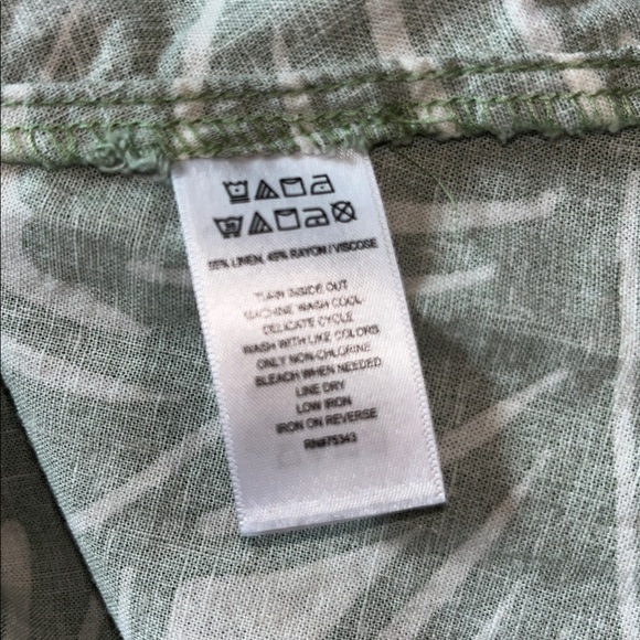 Nicole Miller Green Leaf Linen Blend Midi Dress Size XS - Picture 6 of 9